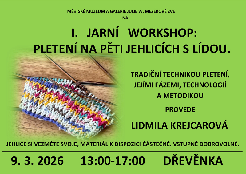Obrázek: První jarní workshop – Lidmila Krejcarová: Pletení na pěti jehlicích